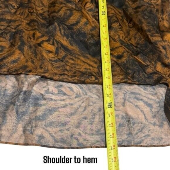 NEW All Saints Penny Grizedale Cat Print Silk Blend Wrap Front Blouse Grunge 6 - Picture 8 of 8